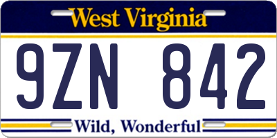 WV license plate 9ZN842
