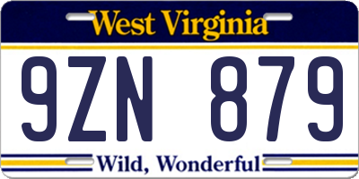 WV license plate 9ZN879