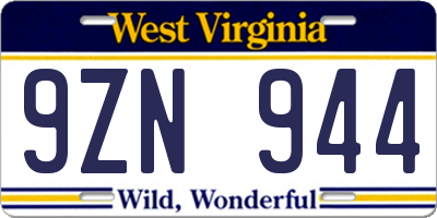 WV license plate 9ZN944