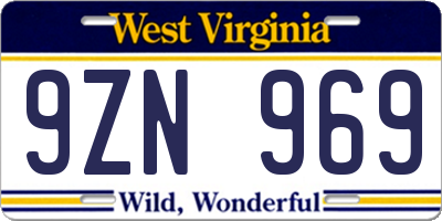 WV license plate 9ZN969