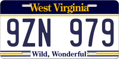 WV license plate 9ZN979