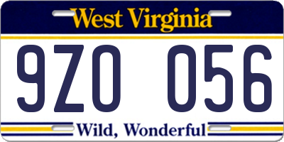 WV license plate 9ZO056