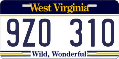 WV license plate 9ZO310