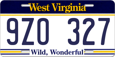 WV license plate 9ZO327