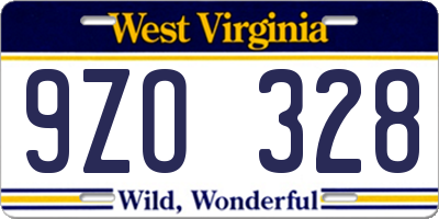 WV license plate 9ZO328