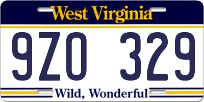 WV license plate 9ZO329