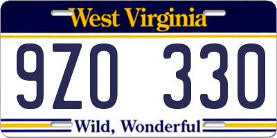 WV license plate 9ZO330