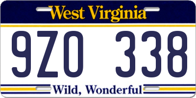 WV license plate 9ZO338