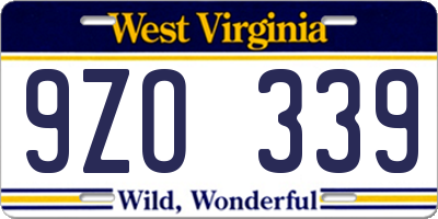 WV license plate 9ZO339