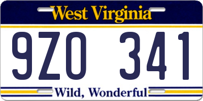 WV license plate 9ZO341