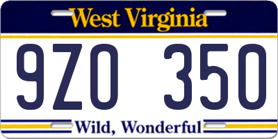 WV license plate 9ZO350