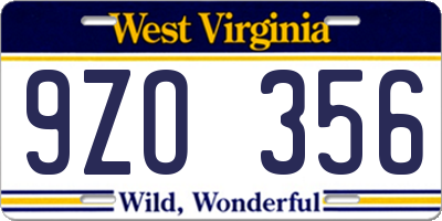 WV license plate 9ZO356