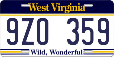 WV license plate 9ZO359
