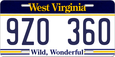 WV license plate 9ZO360