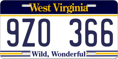 WV license plate 9ZO366