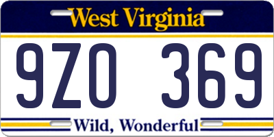 WV license plate 9ZO369