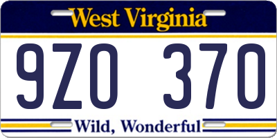 WV license plate 9ZO370