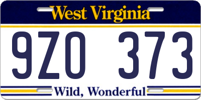 WV license plate 9ZO373
