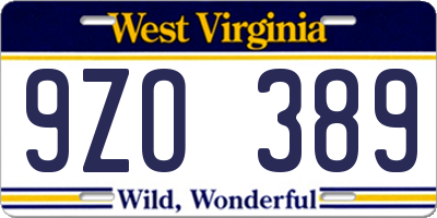 WV license plate 9ZO389