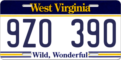 WV license plate 9ZO390