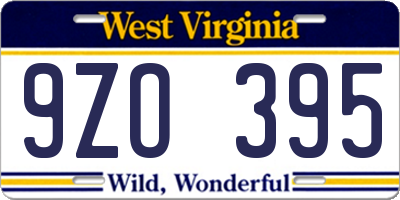 WV license plate 9ZO395