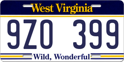 WV license plate 9ZO399