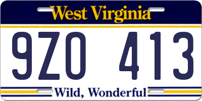 WV license plate 9ZO413