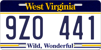 WV license plate 9ZO441