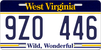WV license plate 9ZO446