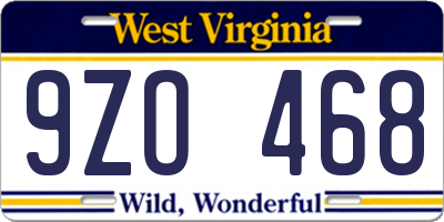 WV license plate 9ZO468