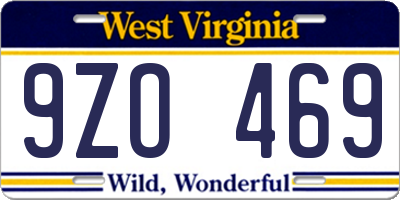 WV license plate 9ZO469