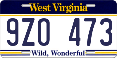 WV license plate 9ZO473