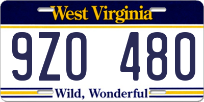 WV license plate 9ZO480