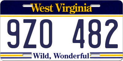 WV license plate 9ZO482
