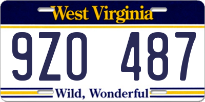 WV license plate 9ZO487