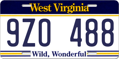 WV license plate 9ZO488