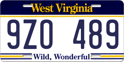 WV license plate 9ZO489