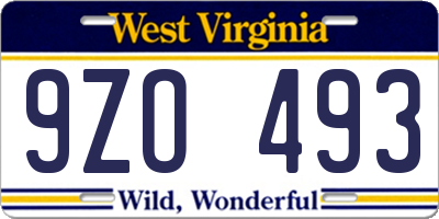 WV license plate 9ZO493