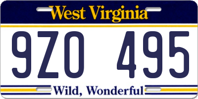 WV license plate 9ZO495