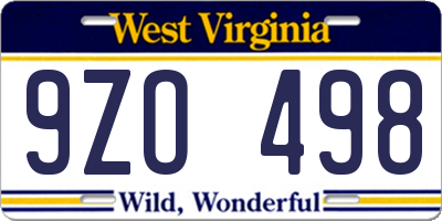 WV license plate 9ZO498
