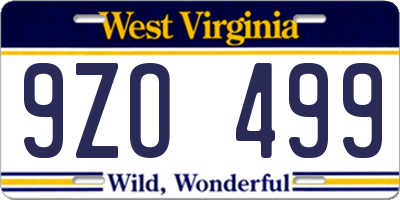 WV license plate 9ZO499