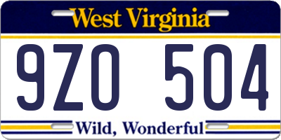 WV license plate 9ZO504