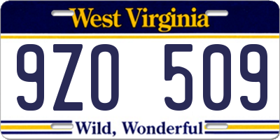 WV license plate 9ZO509