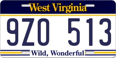 WV license plate 9ZO513