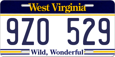 WV license plate 9ZO529