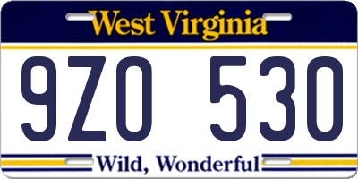 WV license plate 9ZO530