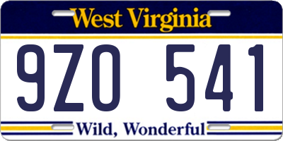 WV license plate 9ZO541