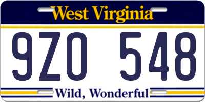 WV license plate 9ZO548