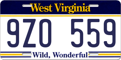 WV license plate 9ZO559