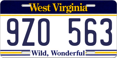 WV license plate 9ZO563